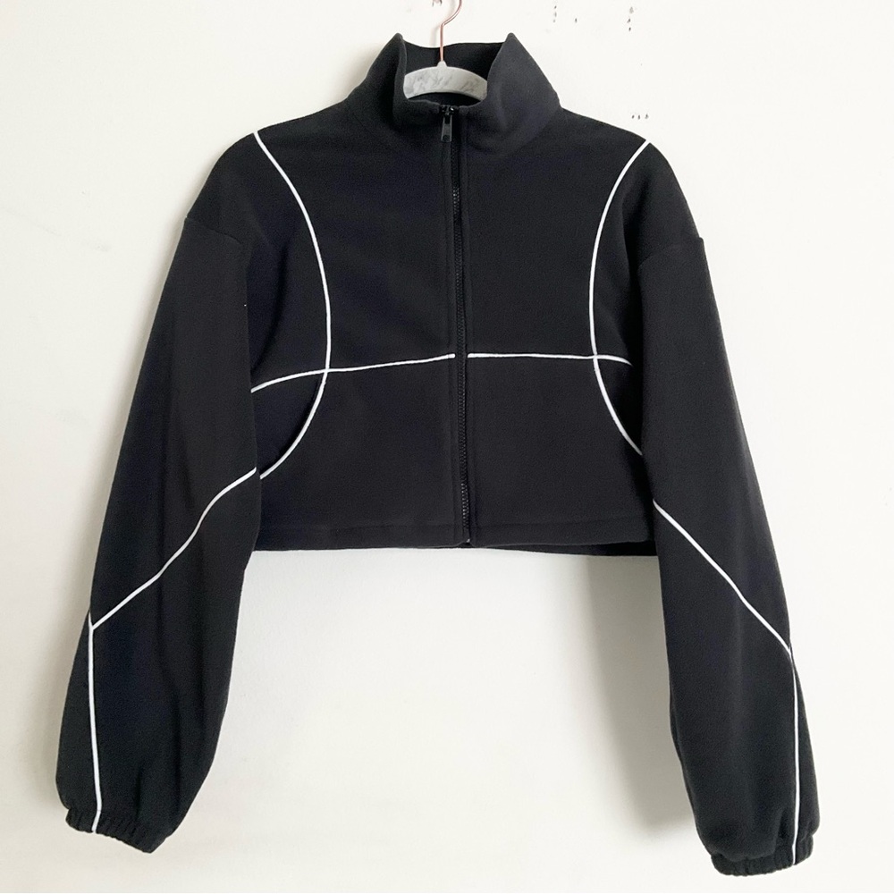 Alo Yoga Polar Fleece Game Time Full Zip Jacket Black/White XS - Picture 4 of 8